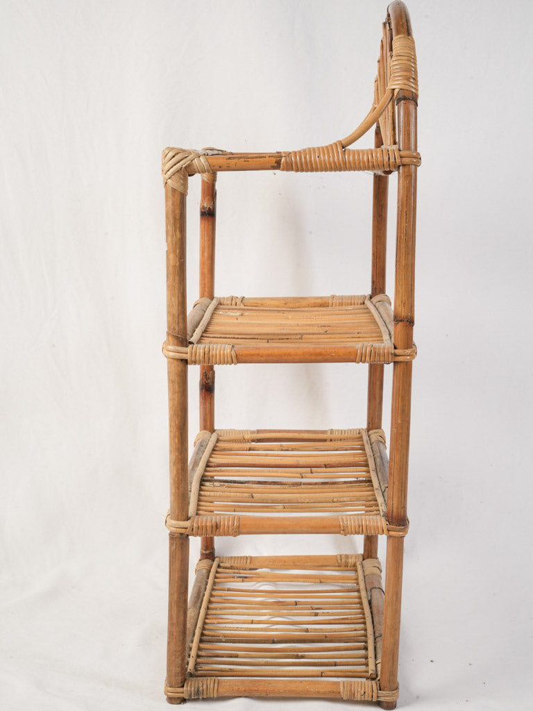 Petite French Mid-Century Bamboo Shelf - 37"