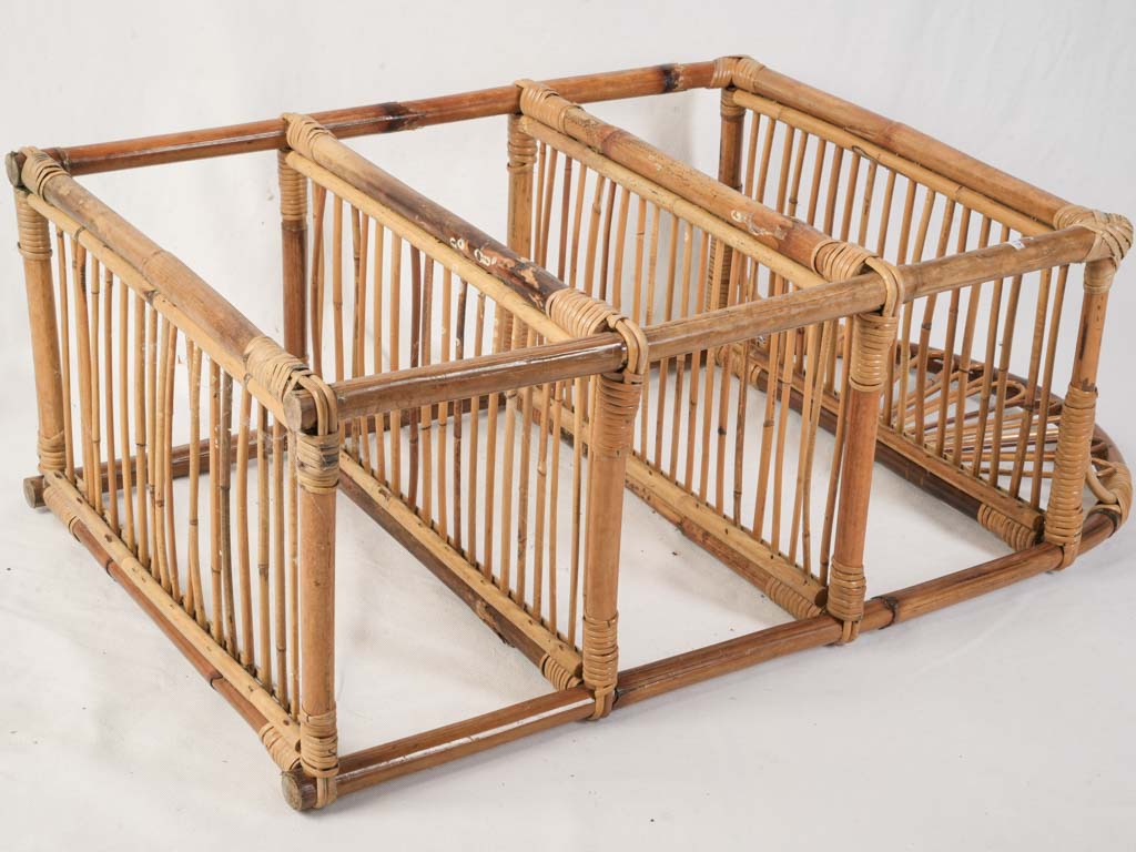 Petite French Mid-Century Bamboo Shelf - 37"