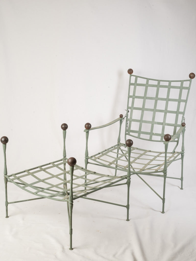 Sculptural Pair of 1950s Iron Reclining Loungers w/ Ottomans by Papperzini for Salterini