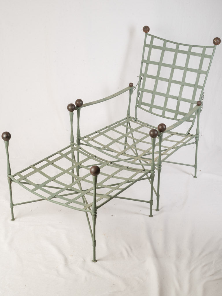 Sculptural Pair of 1950s Iron Reclining Loungers w/ Ottomans by Papperzini for Salterini