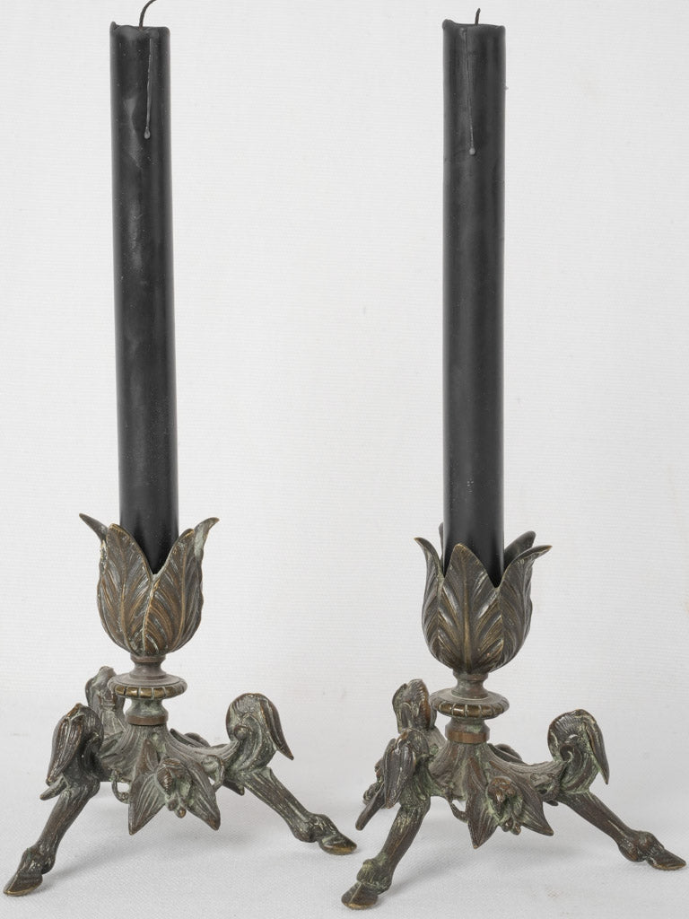 Antique French bronze candlesticks