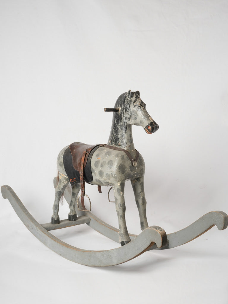 1950s French wooden rocking horse