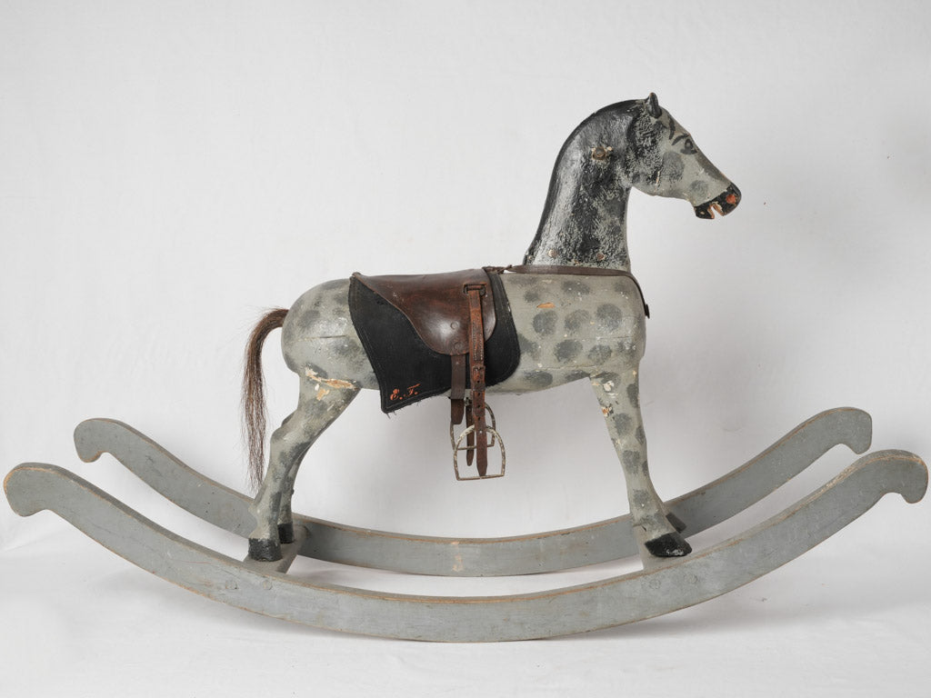 Gray spotted French rocking horse