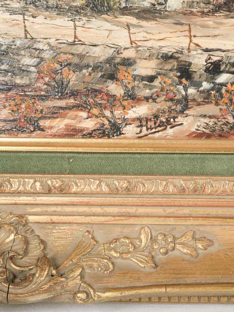 Classic red-roof hamlet scene painting