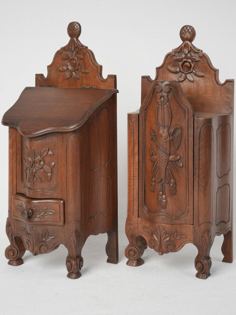 Rare, carved, walnut, Louis XV style, salt box