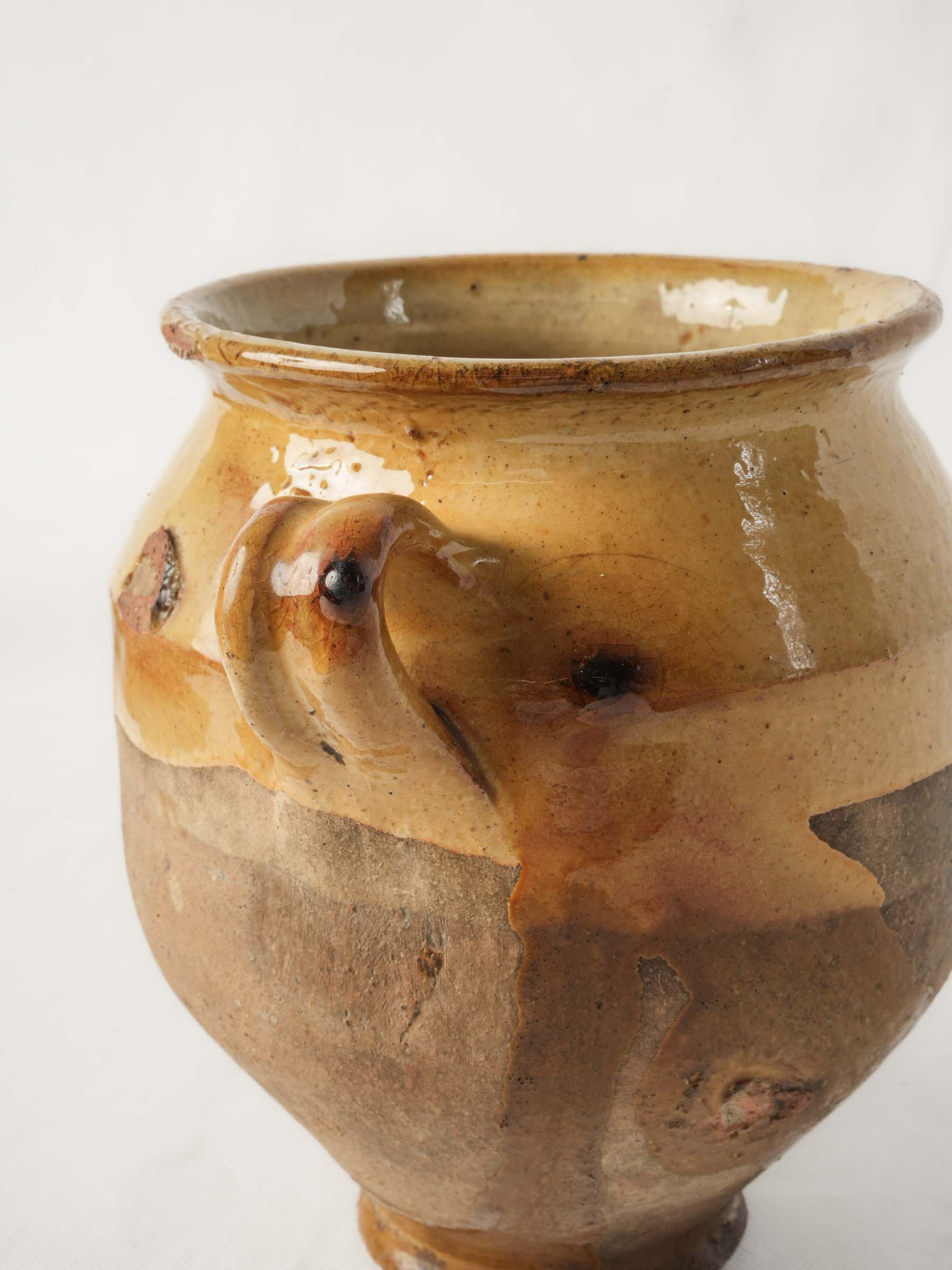 Rustic clay storage container.