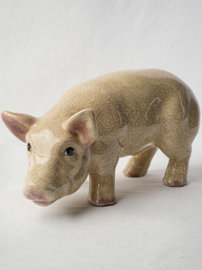 Vintage French Ceramic Piglet Figure