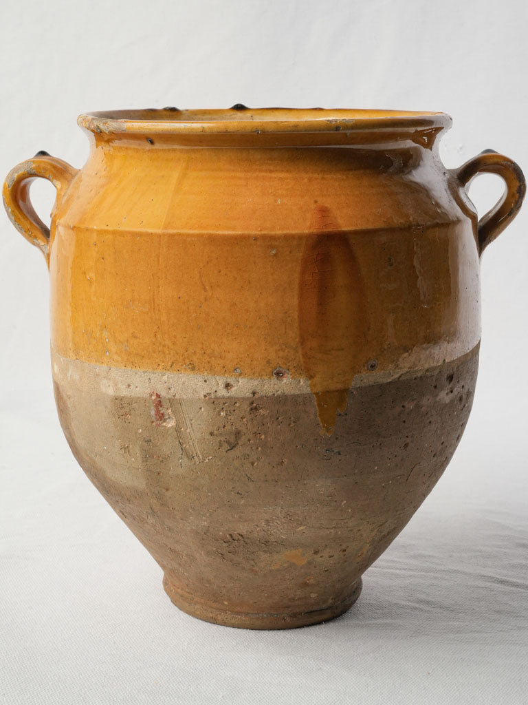 Southwest France Terracotta Confit Jar W/ Yellow Glaze Circa 1900 - 10¼"