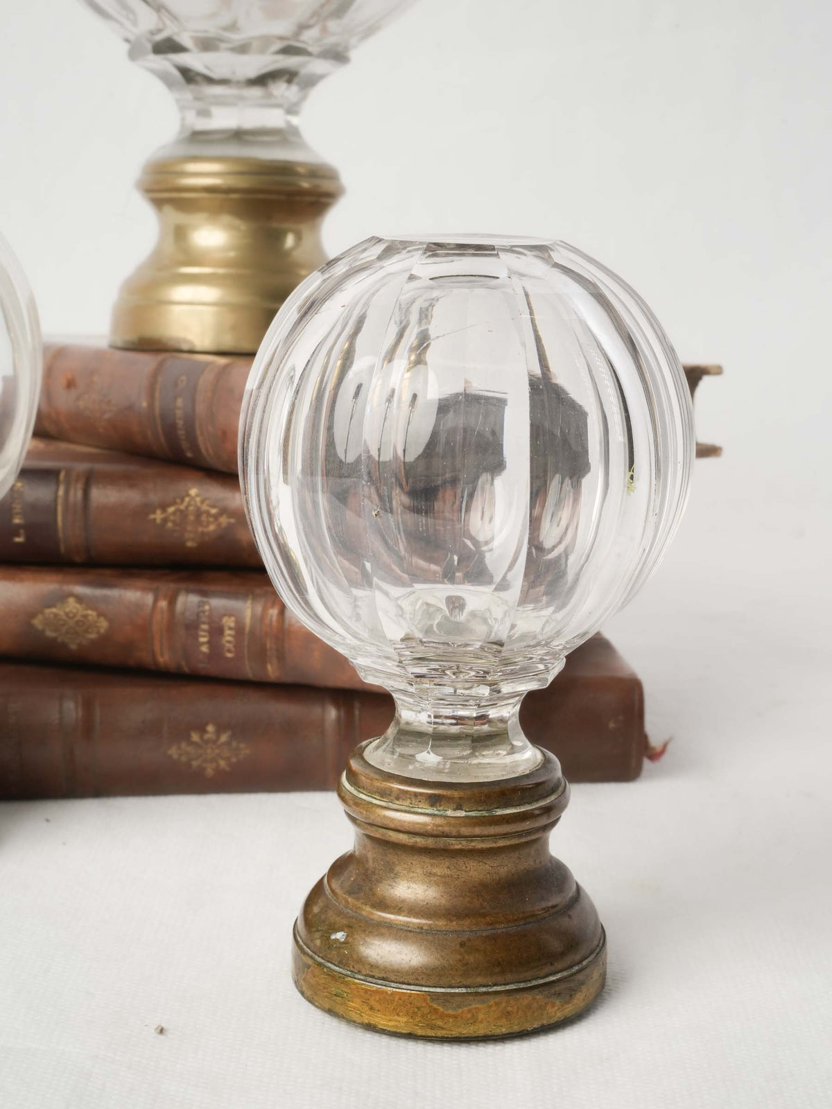 Graduated Set of Three Antique Glass Staircase Finials - 6¾"