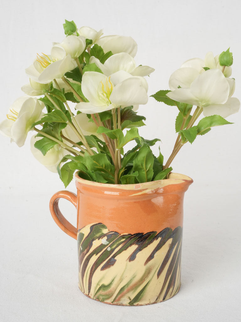 Early 20th-Century Vallauris Ceramic Pitcher w/ Jaspé Design - 5½"