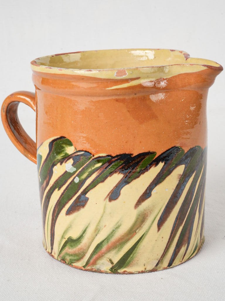 Early 20th-Century Vallauris Ceramic Pitcher w/ Jaspé Design - 5½"