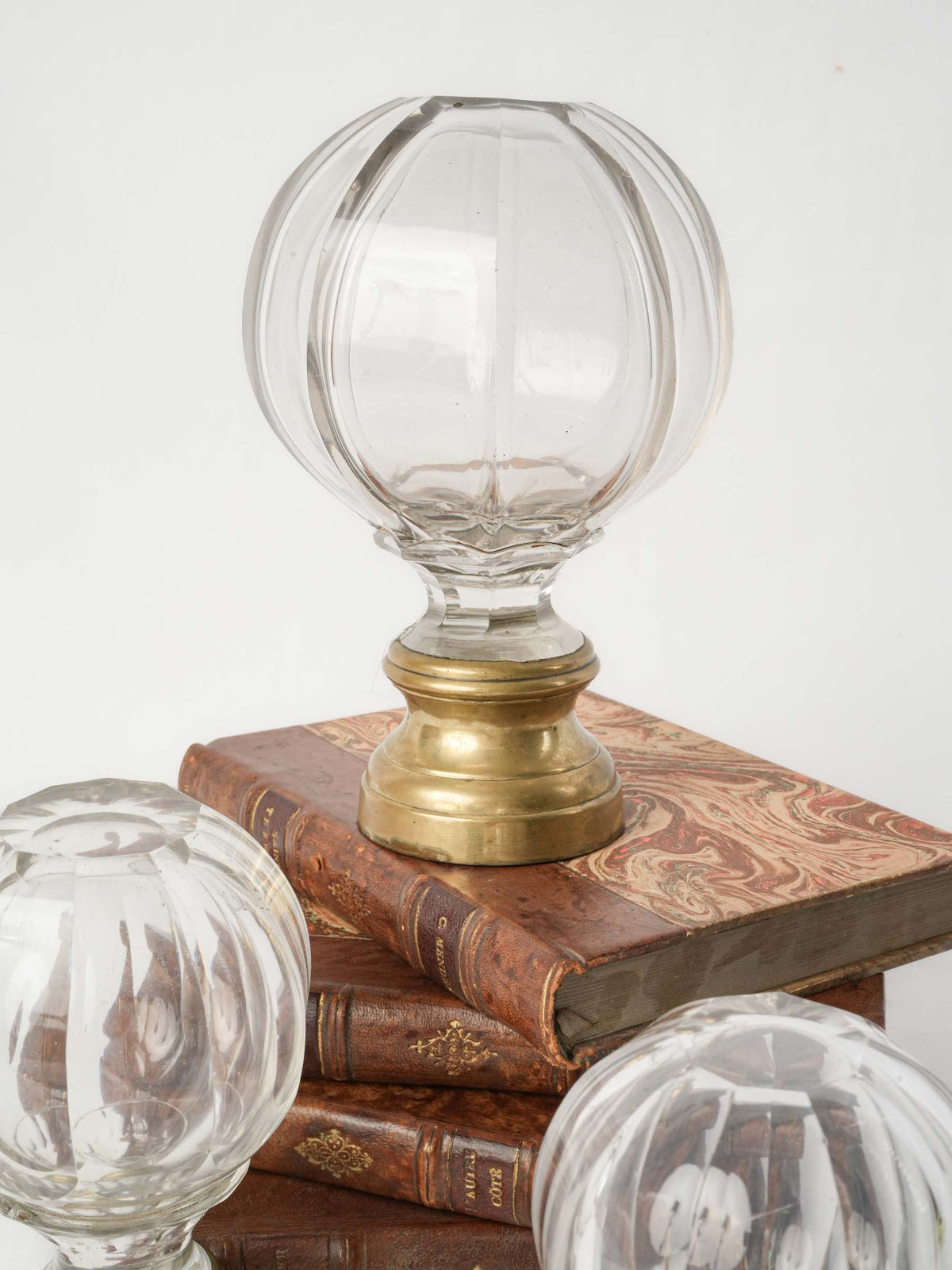 Graduated Set of Three Antique Glass Staircase Finials - 6¾"