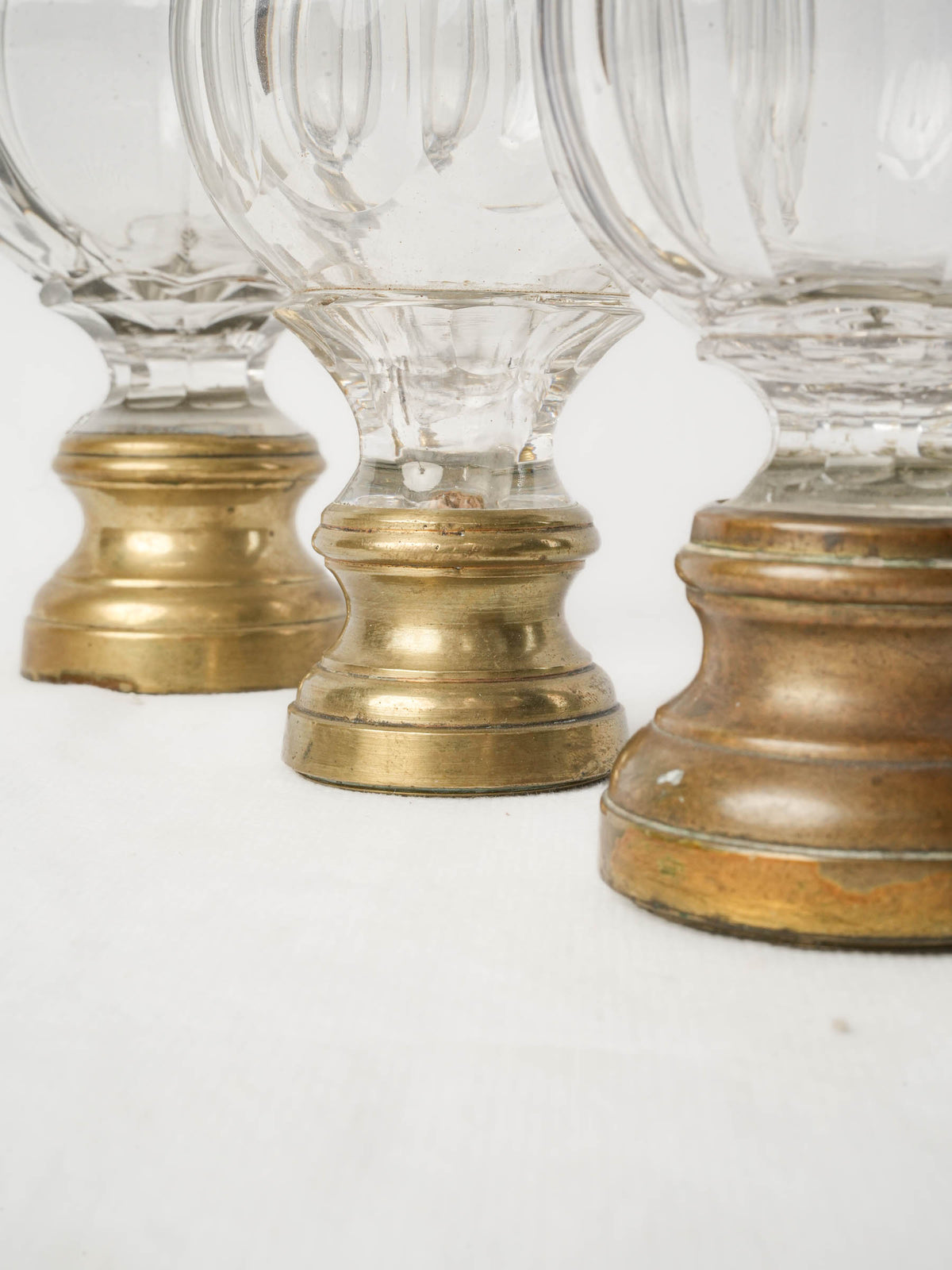 Graduated Set of Three Antique Glass Staircase Finials - 6¾"