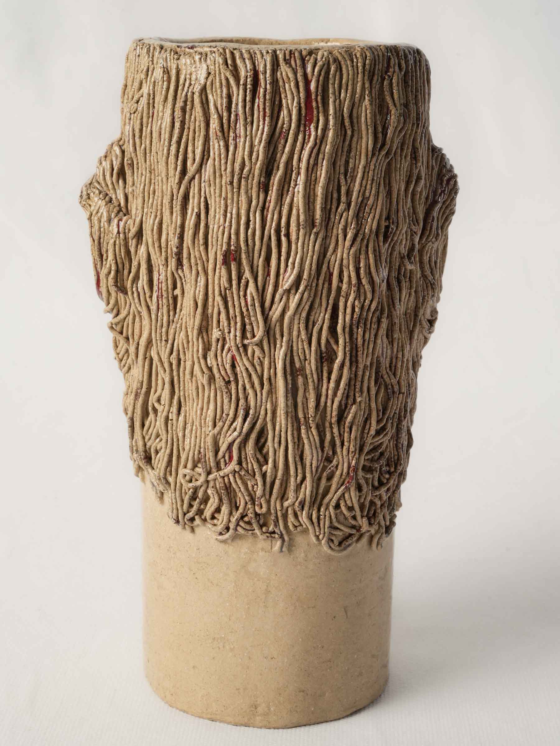 Textured glazed stoneware vase