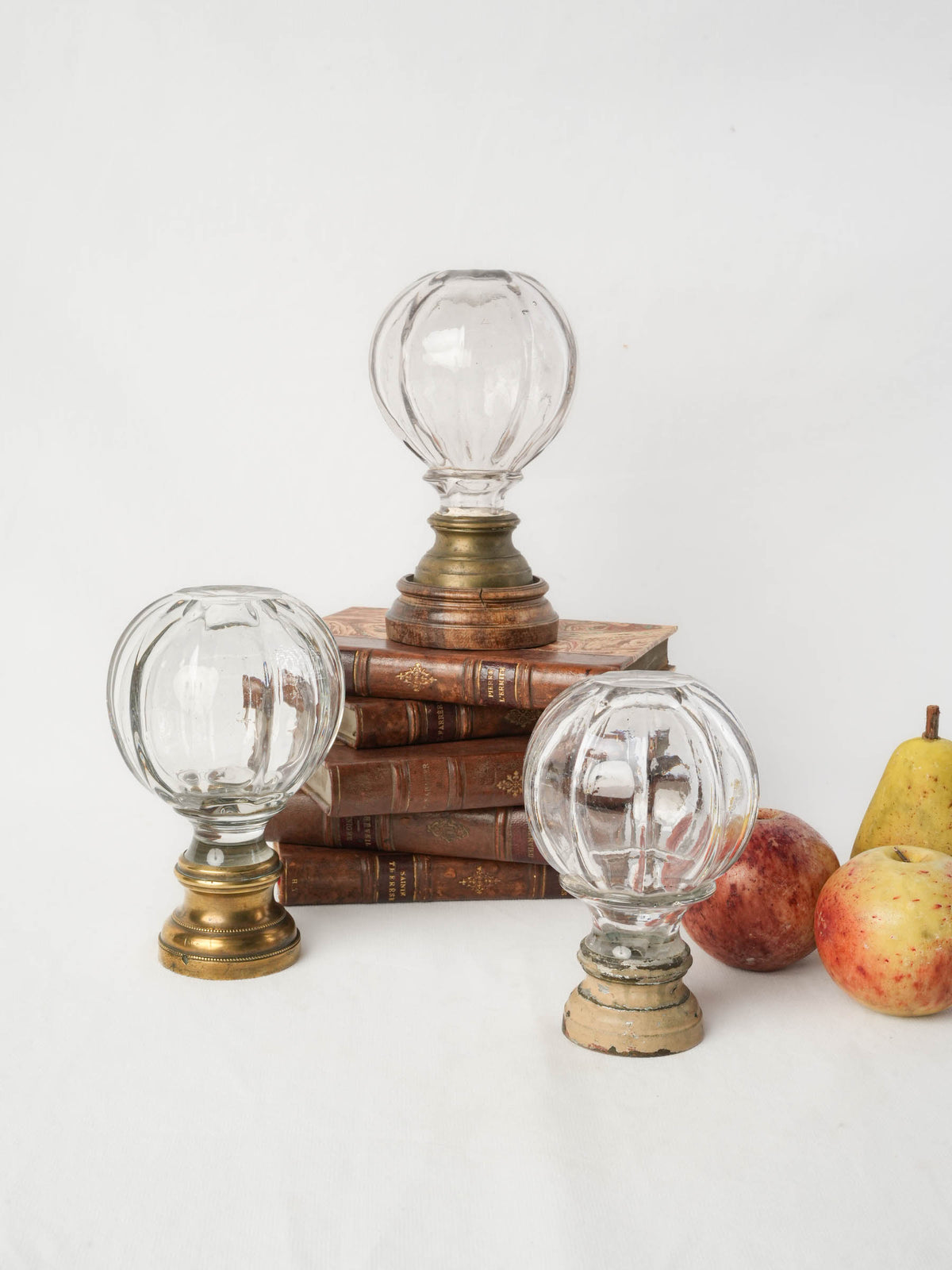 Set of Three Early 20th-Century Glass Staircase Finials - 6¾"