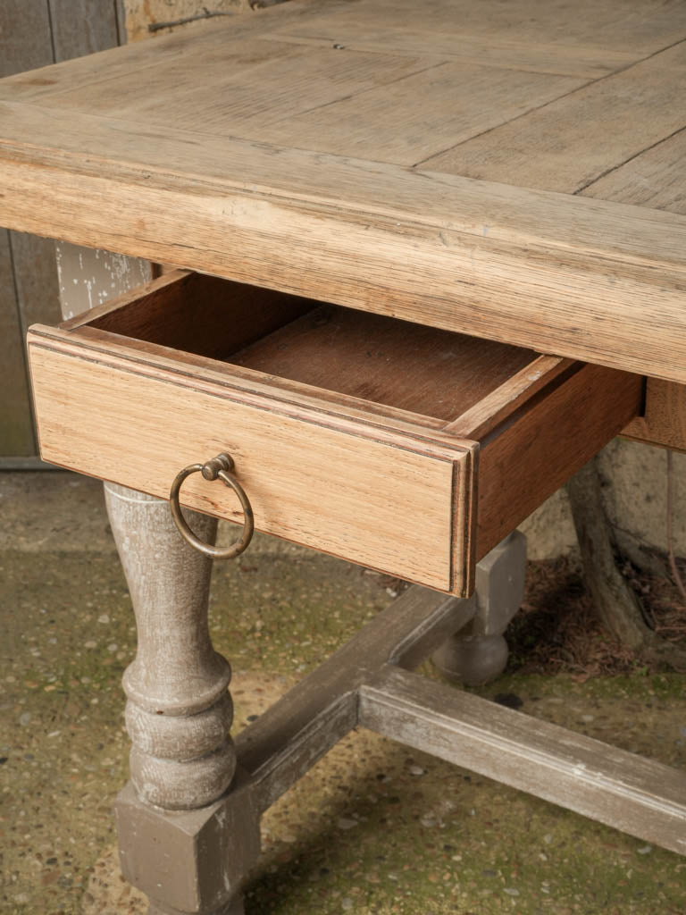 Compact French Farmhouse Table w/ Painted Legs - 30¾" x 51¼"