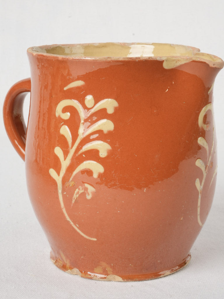 Vintage floral brick-orange Savoy pitcher
