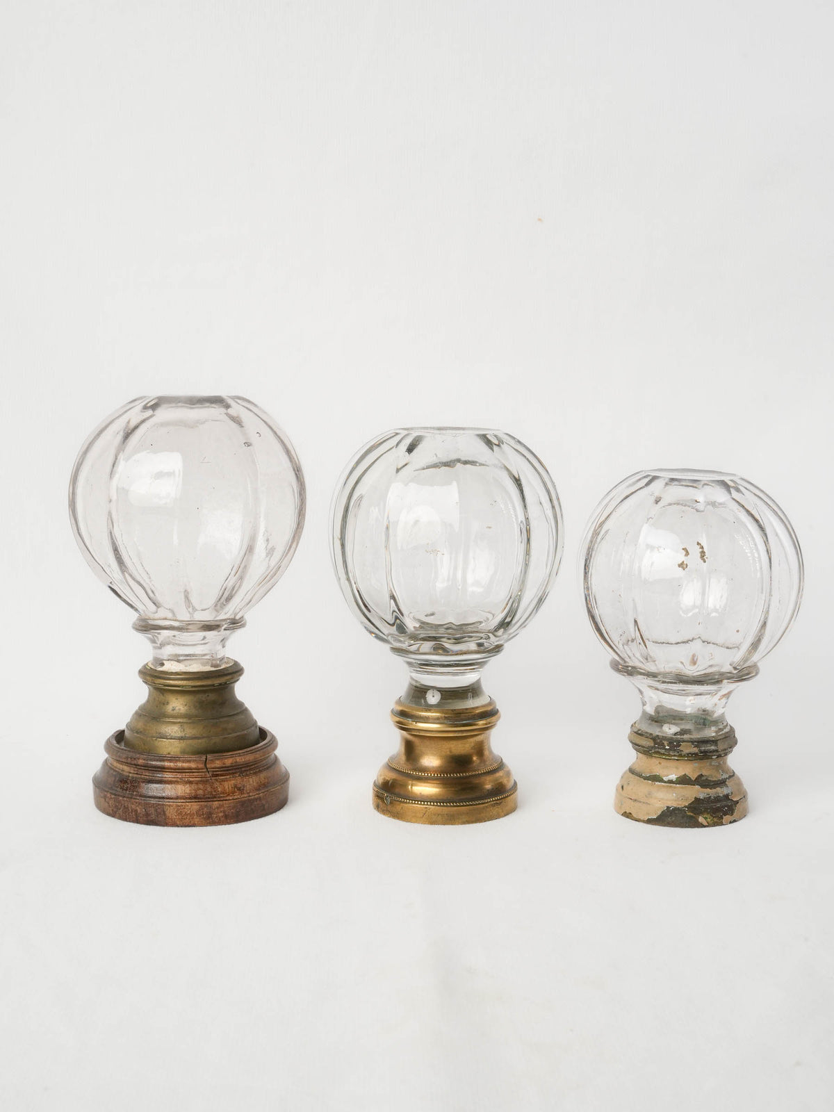 Set of Three Early 20th-Century Glass Staircase Finials - 6¾"
