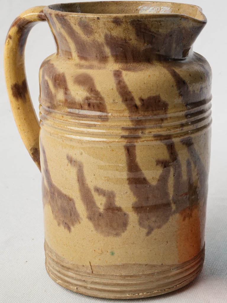 Mid Century Dieulefit Pottery Pitcher w/ Manganese Splash Decoration - 7½"