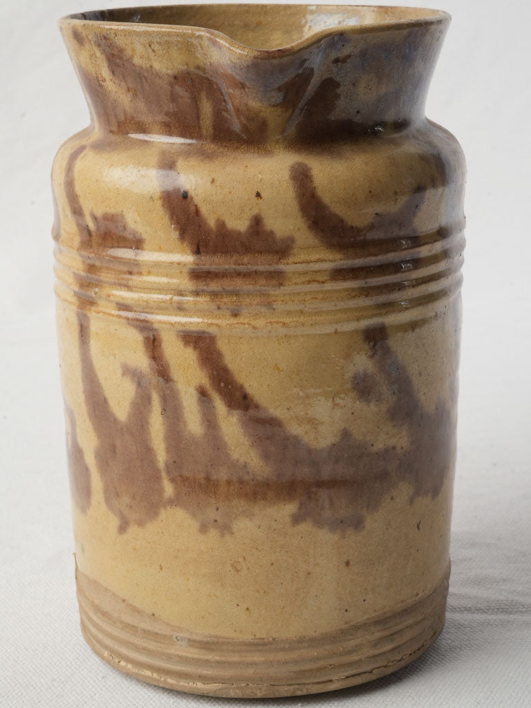 Mid Century Dieulefit Pottery Pitcher w/ Manganese Splash Decoration - 7½"