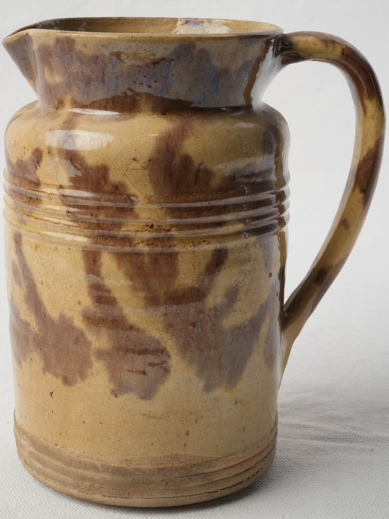 Mid Century Dieulefit Pottery Pitcher w/ Manganese Splash Decoration - 7½"