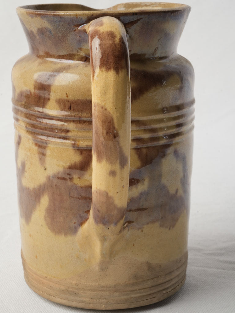 Mid Century Dieulefit Pottery Pitcher w/ Manganese Splash Decoration - 7½"