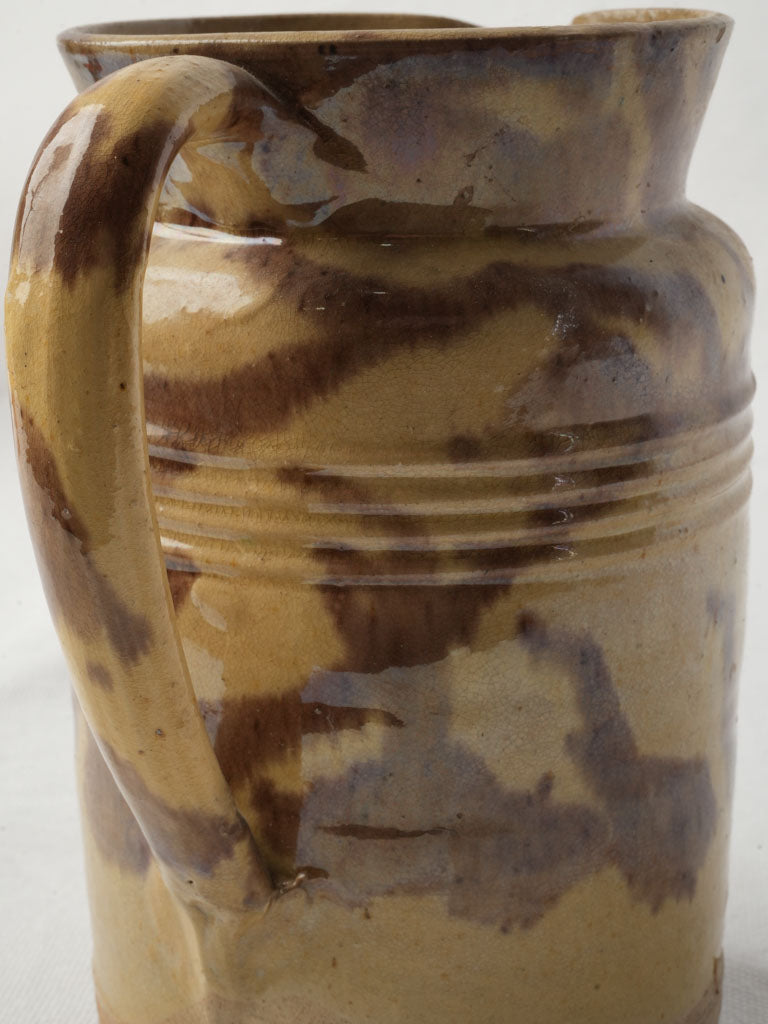 Mid Century Dieulefit Pottery Pitcher w/ Manganese Splash Decoration - 7½"