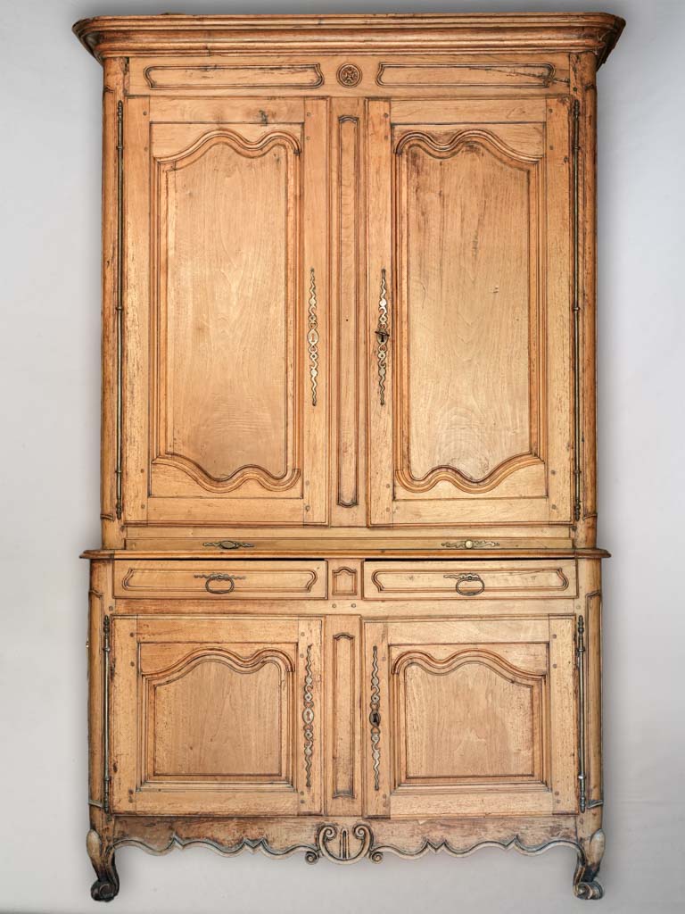 Tall 18th Century French Fruitwood Two Part Cupboard