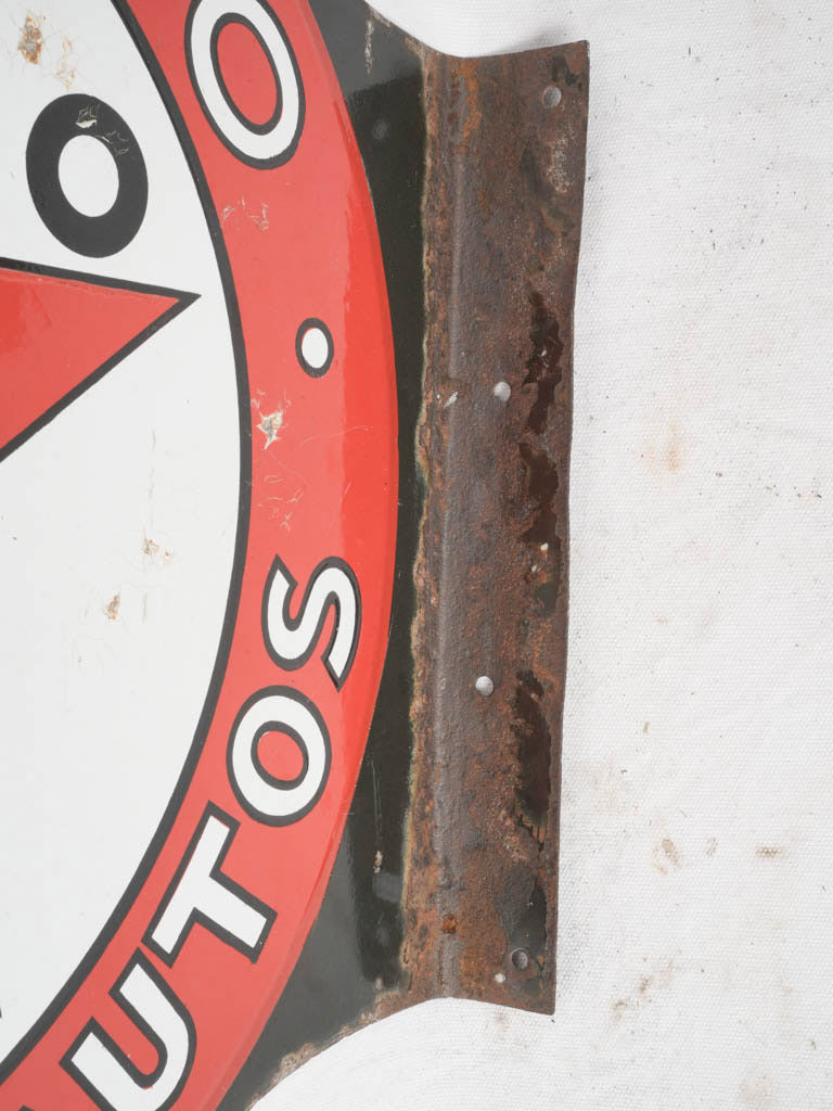 1950s Texaco Enamel Gas Station Sign in French - 22¾"