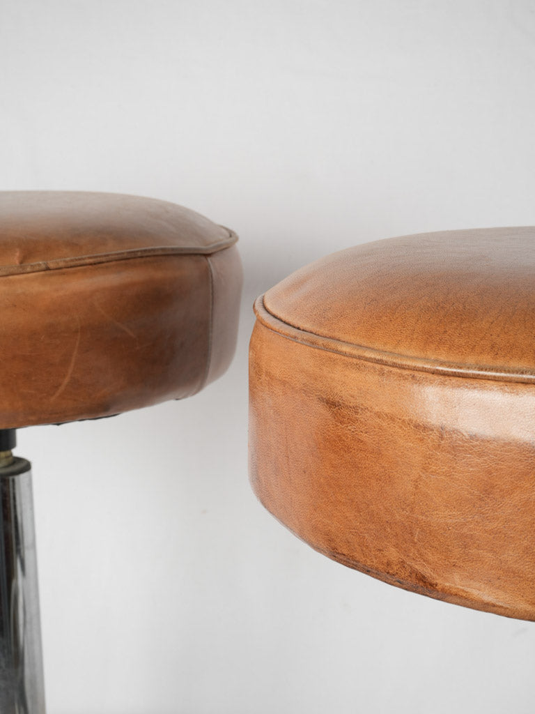 Handcrafted leather high stools