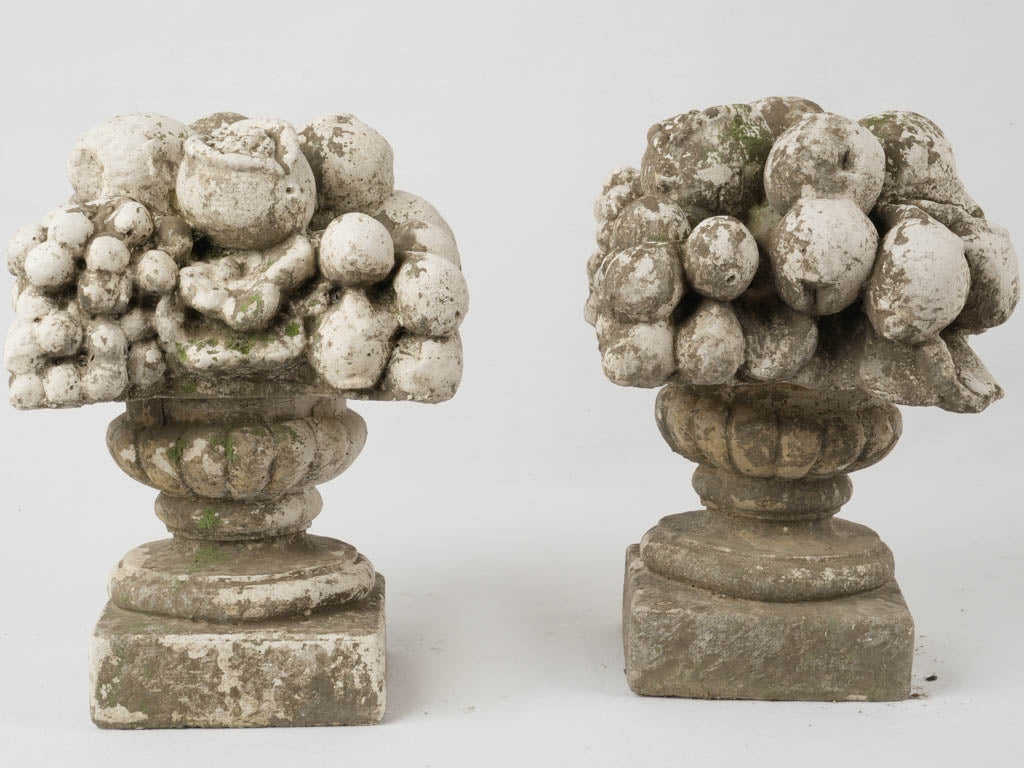 Unique patinated fruit basket statues