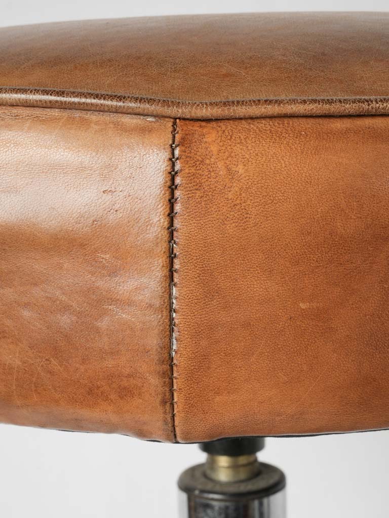Rustic leather seat barstools
