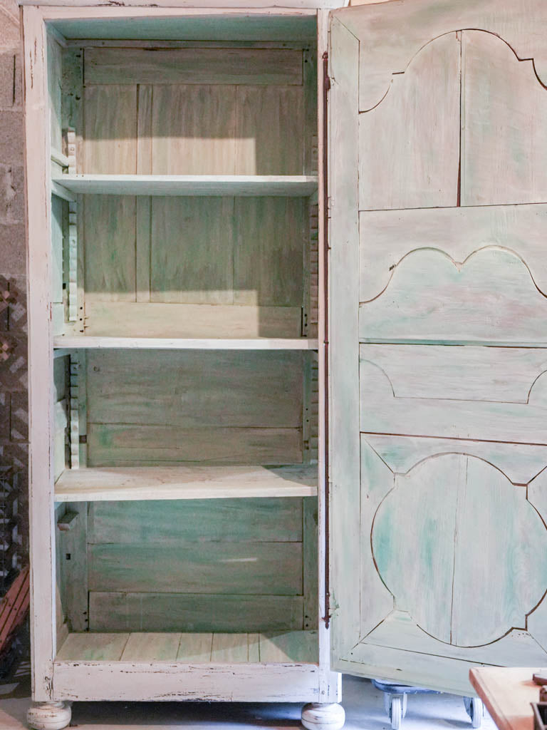 Late 18th century French Provincial Bonnetière w/ Grey Finish - 89¾"