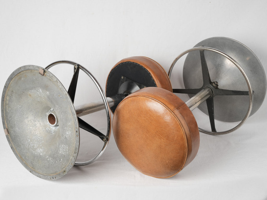Aged leather countertop stools