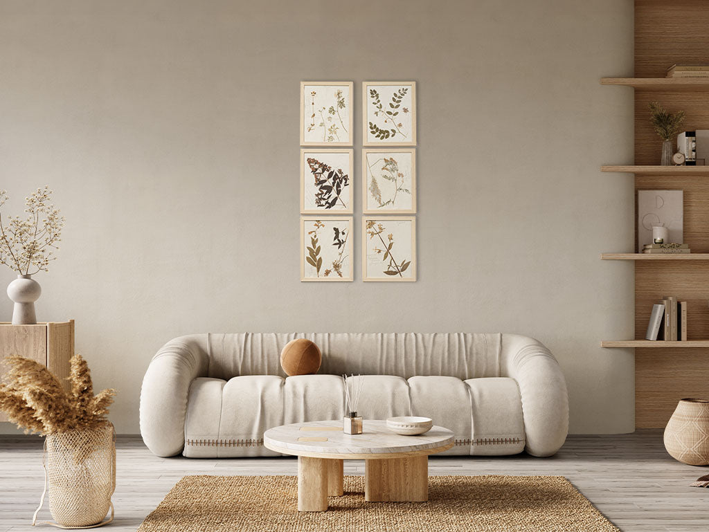 Vintage natural wood botanical art