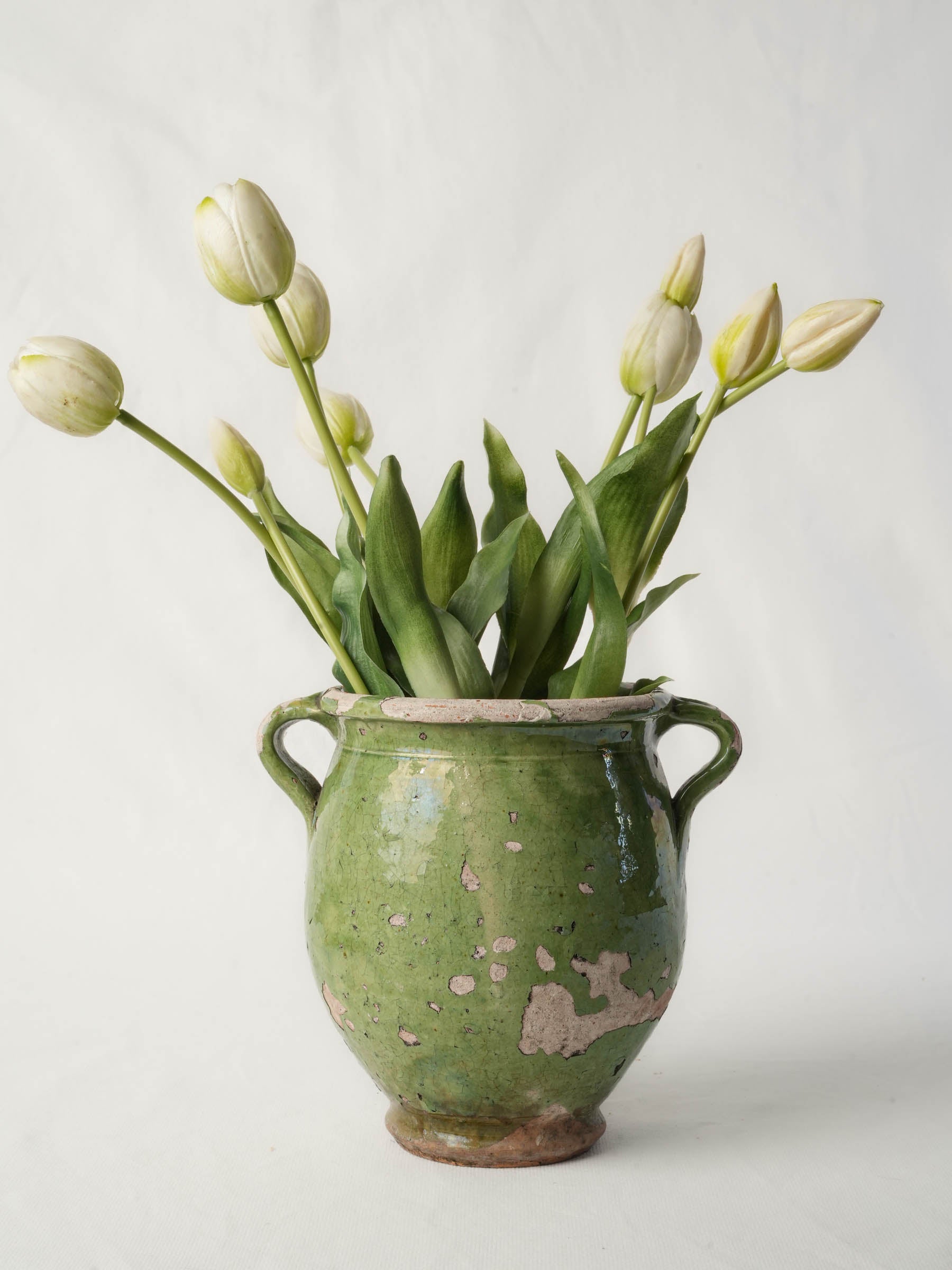 Antique green-glazed terracotta pot
