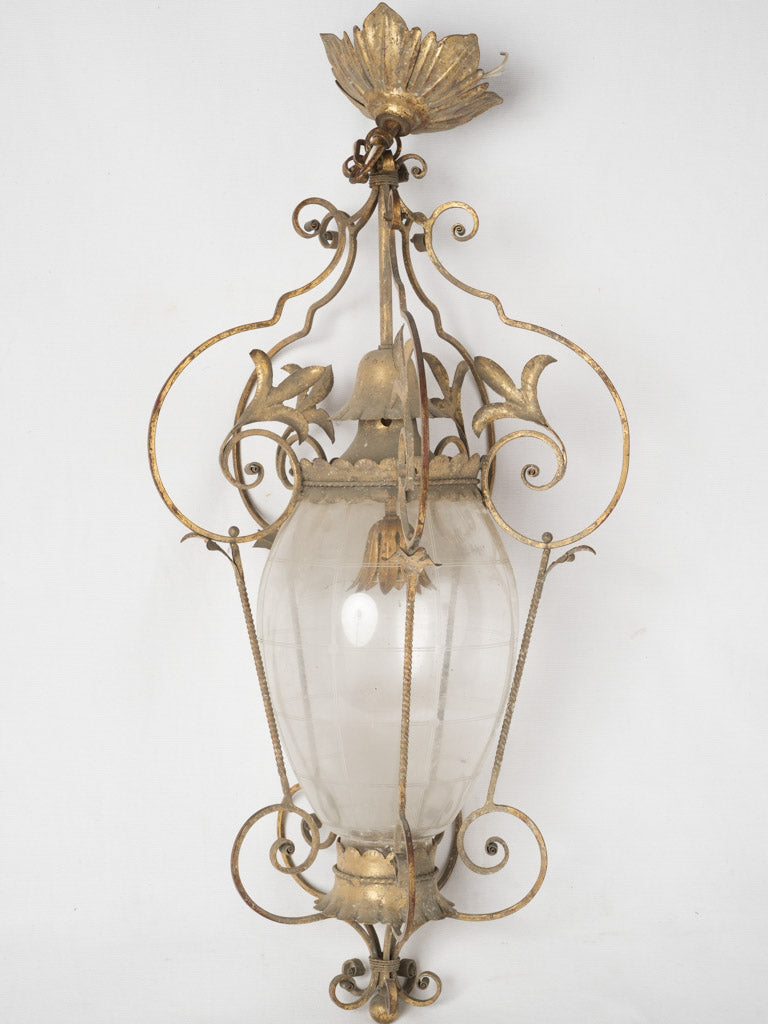 Vintage gilded iron lantern fixture