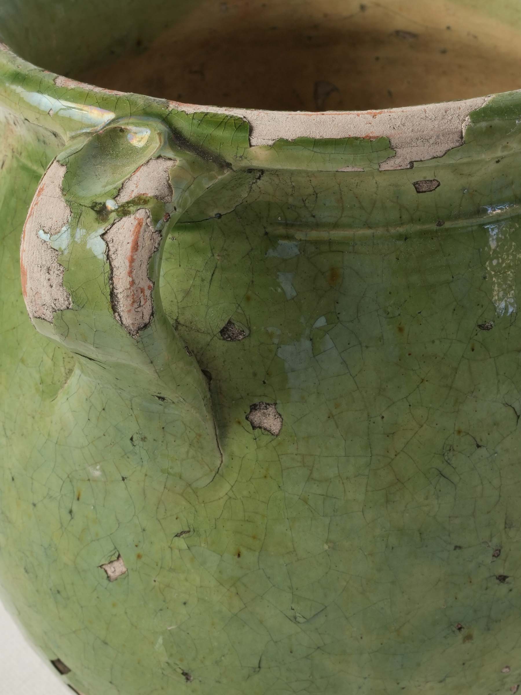 Aged craquelure terracotta vessel