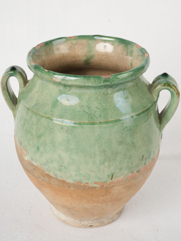 Elegant rustic green glaze pot