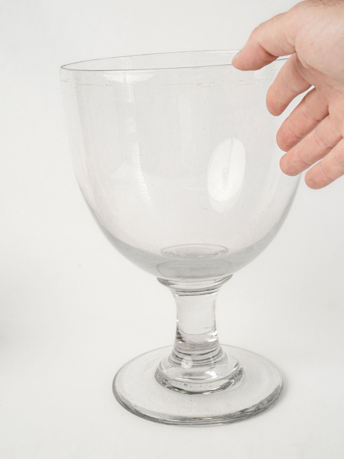 Very Large Hand-Blown Clear Glass Footed Compote, circa 1950s–70s - 11¾"