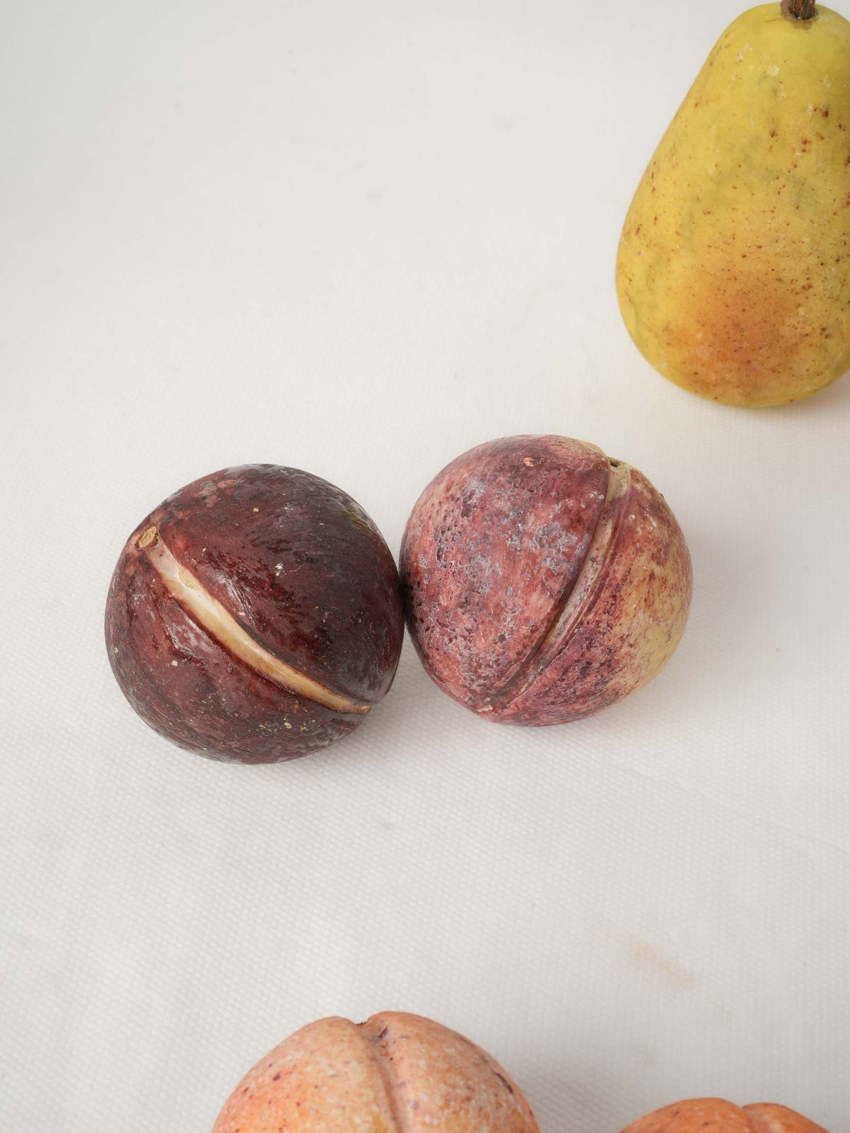 Set of 14 Italian Trompe-l’Oeil Hand-Painted Stone Fruits