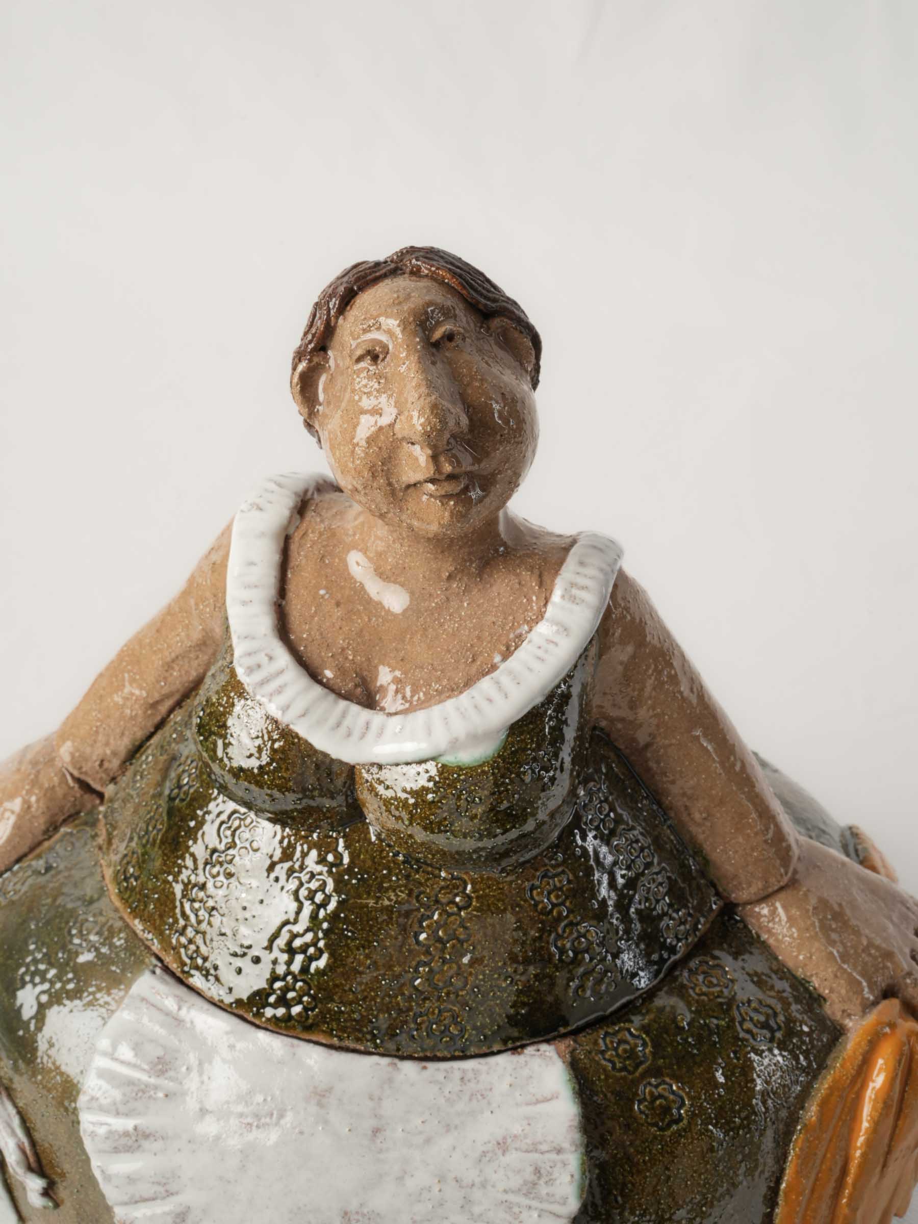 Rustic stoneware figural accent