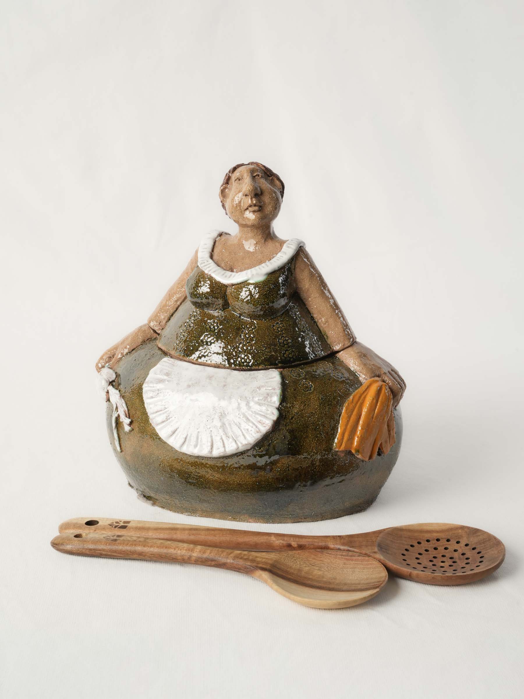 Artistic olive-green ceramic piece