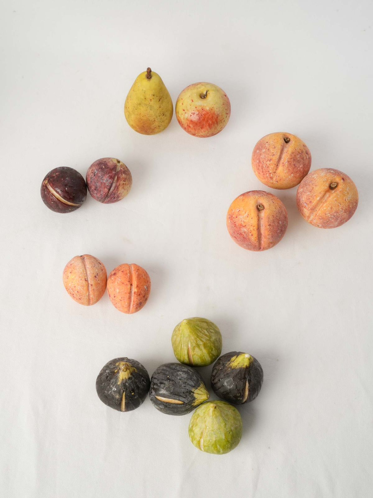 Set of 14 Italian Trompe-l’Oeil Hand-Painted Stone Fruits