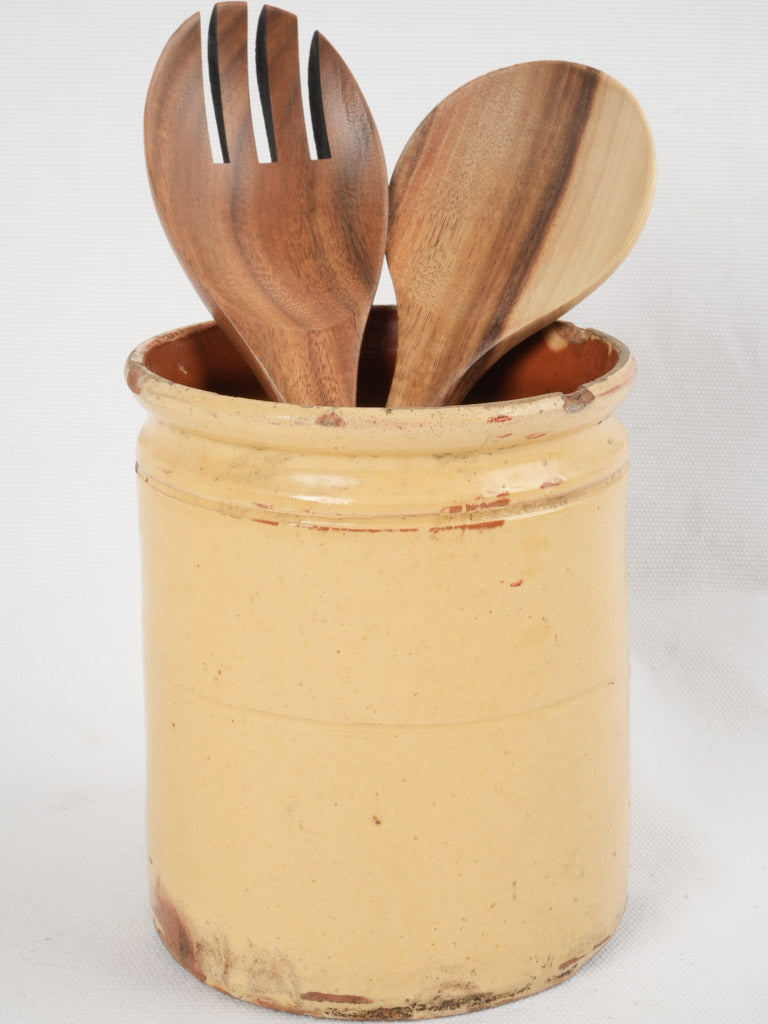Vintage French yellow ochre preserve pot