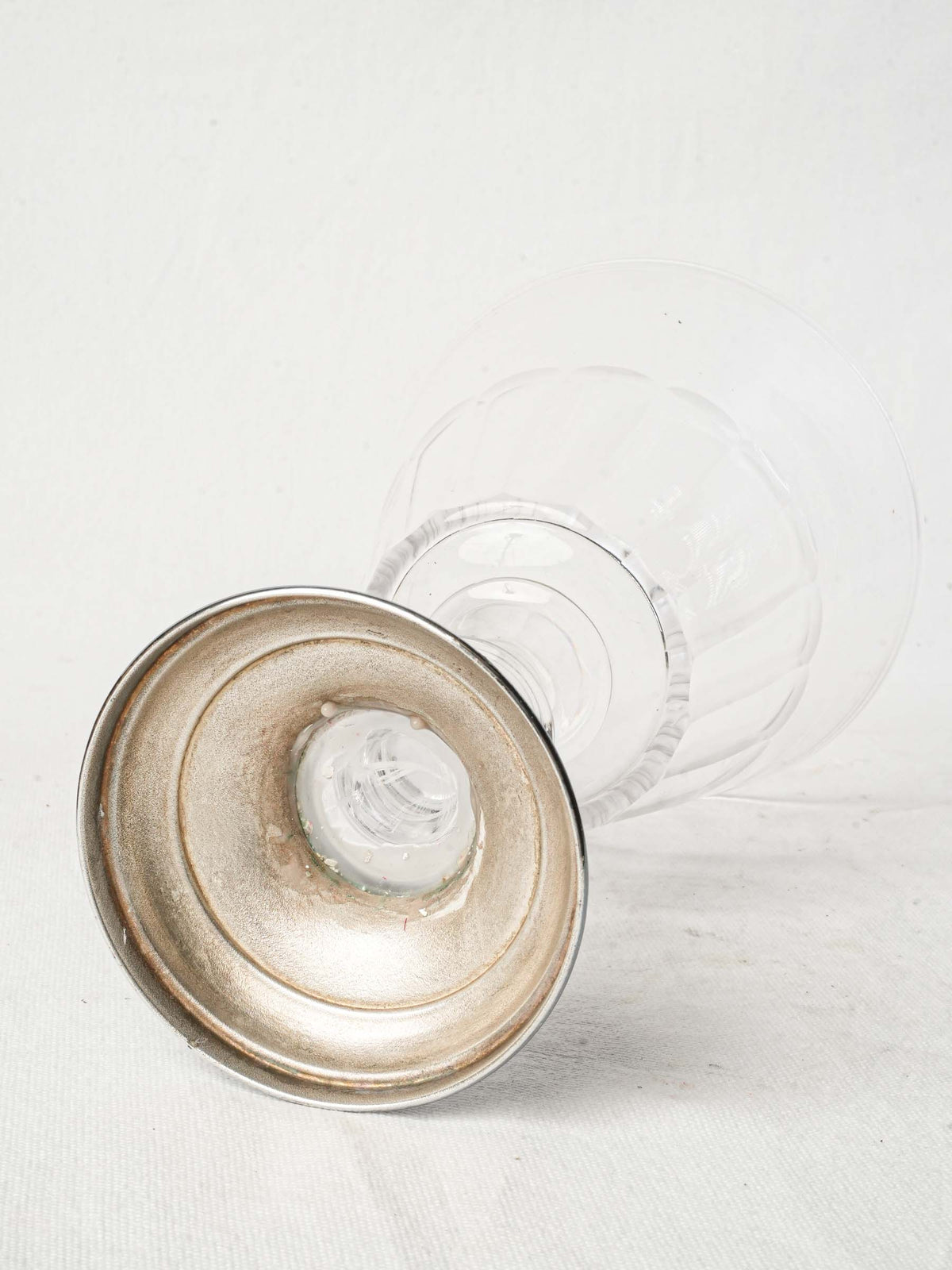 Oversized Glass Chalice Bowl on Silvered Metal Base - 11¾"