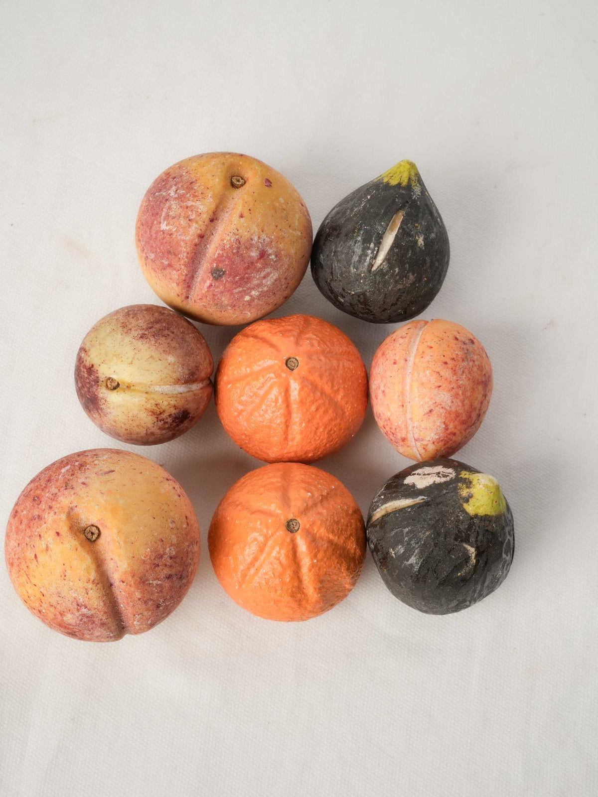 Set of 8 Early 20th-Century Italian Trompe-l’Oeil Hand-Painted Stone Fruits