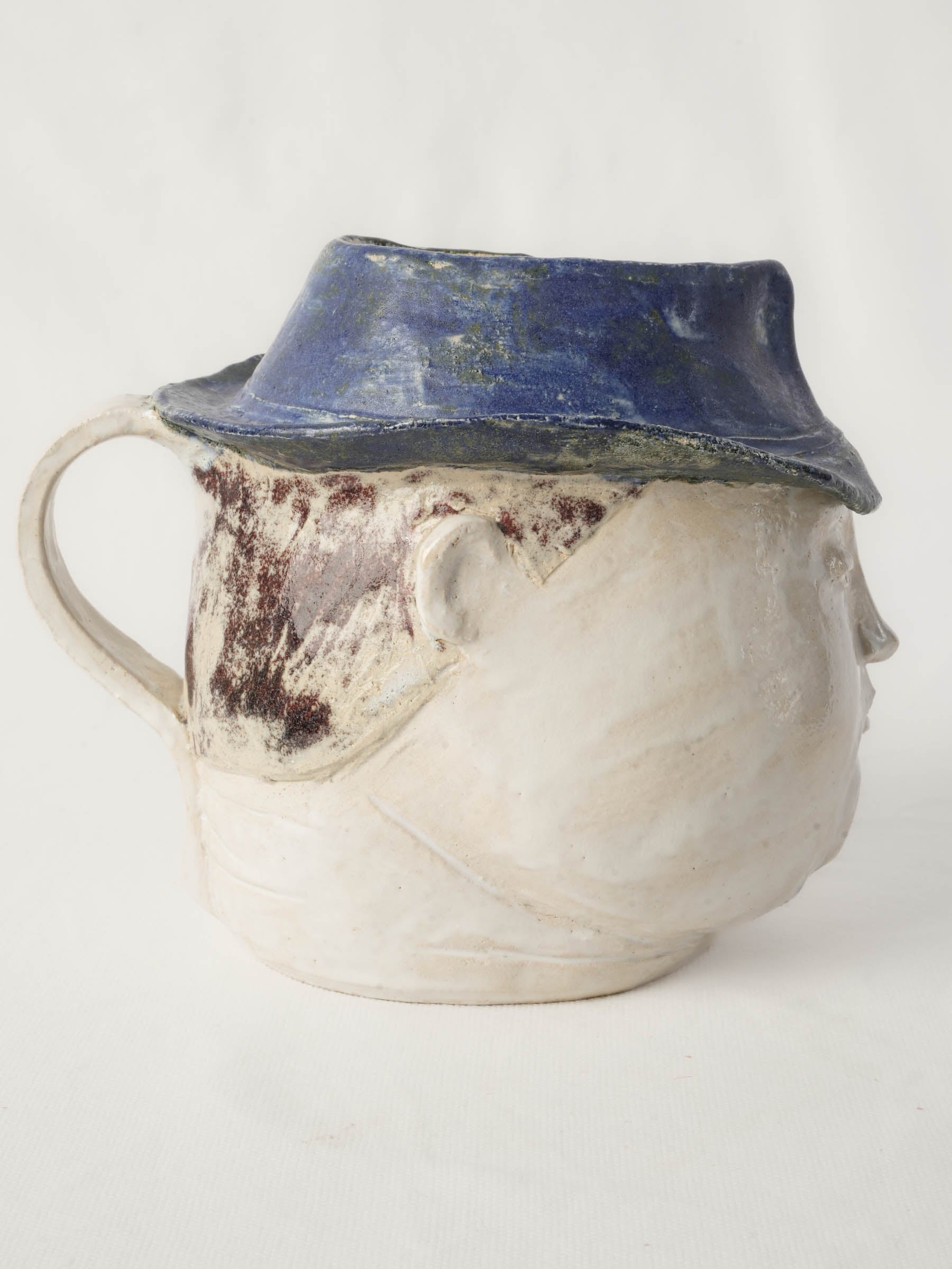 Cobalt-blue hat ceramic piece
