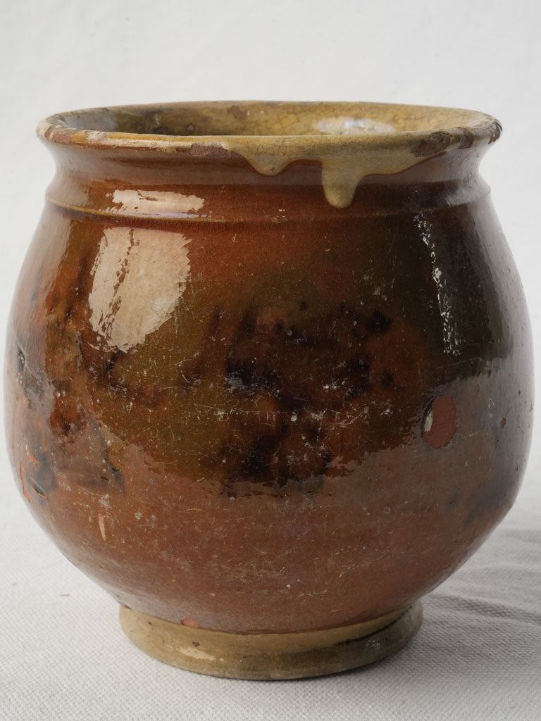 Antique brown glazed cooking jar