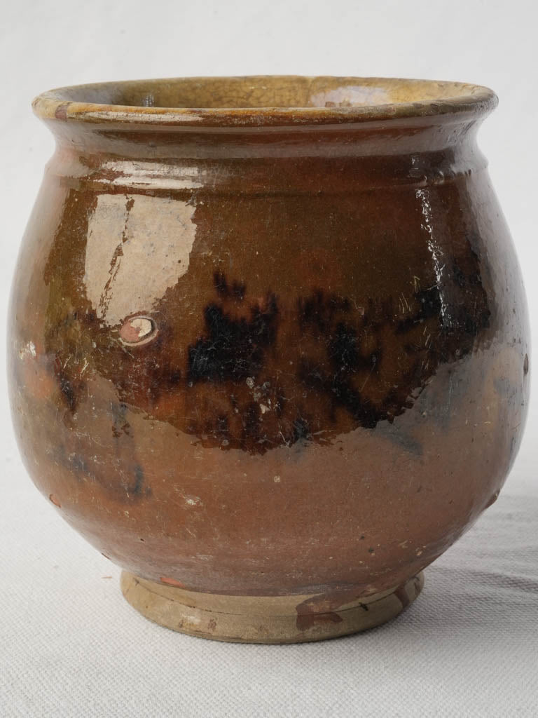 Lovely Petite Southwest France Grease Pot w/ Warm Brown Glaze - 6"